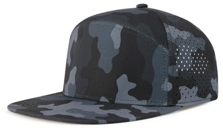 BOTVELA Casquette de baseball perforée à bord plat réglable pour homme, Gris camouflage, Taille unique