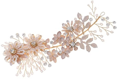 LOLIPPYY Barrette de Aleación Elegante para Bodas Adorno Creativo y Práctico para Cabello Estilo Chino Pinza de Pelo Artesanal con Perlas para Novia y Fiesta