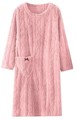 Plysch fleece nattlinne för kvinnor Storbritannien – fluffiga morgonrockar varma och mysiga – långärmad husklänning långärmad nattlinne med fickor luddiga morgonrockar plus size vinter badrock pyjamas