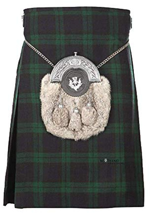 Skottland Kilt Company skotsk tartan för män bröllop 5 Yard akryl kilt – smart avslappnad, justerbar rem, hög midja herrar bekväm passform kilt, Svart Klocka, 48