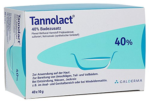 Tannolact Badezusatz, 400g, bei Windeldermatitis und wunden Babypos, lindert Juckreiz und Entzündungen, für Säuglinge geeignet, in 40 Einzelpackungen, kortisonfrei