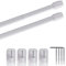 Vitragestangen 2er Pack ausziehbar, 2 Gardinenstangen mit Selbstklebehaken - Befestigung ohne Bohren - (Farbe: weiß, Größe: 40-60cm)