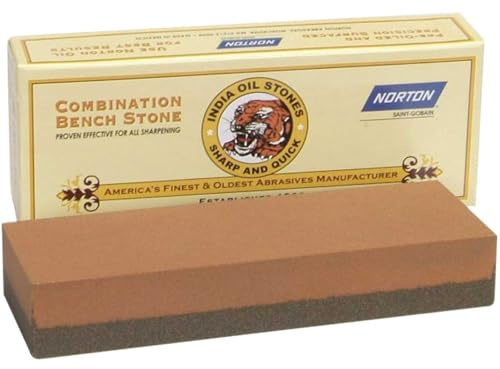Norton Combination Grit Abrasive Benchstone, Aluminum Oxide, 6 Length x 2 Width x 1 Height