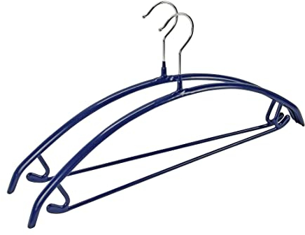 WENKO Universalbügel Combi 42 2er Set - 2er Set Kleiderbügel, verchromtes Metall, 42 x 21.5 x 1.2 cm, Silber glänzend