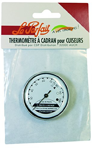 Le Parfait 2423 THERMOMETRE à Cadran, Verre, Argent/Blanc, 3,3x3,3x13,3 cm