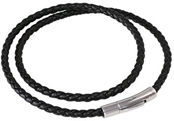Fly Style Halskette aus Kunstleder schwarz geflochten mit Verschluss aus Edelstahl - Herren Kette, Längen:ca. 50.0 cm, Stärke:4 mm