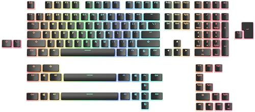 Glorious Gaming 145x Aura Keycaps V2 - PBT Pudding Keycaps, RGB Friendly with Transparent Fonts & Sides, PBT Material for Durability & Deep Acoustics, Fits Any MX-Style Stem, US/UK Layout - Black