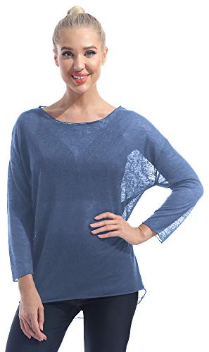 Freebily Damskjorta Elegant Transparent Mesh Blus Klassisk Dans T-shirt Mesh Crop Baletttopp Sport Blusar Lätt Latin Dans Modern Yoga, Blå, one size