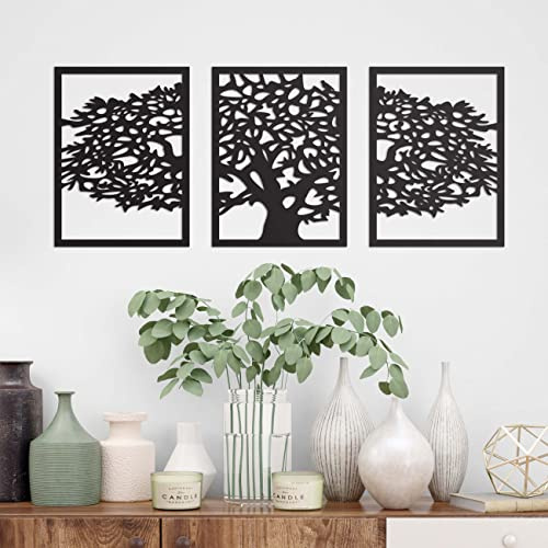 CONTRAXT Cuadros Arbol de la Vida Decoracion Pared. Cabeceros cuadros de Madera Tallada Mandala arbol de la Vida de Pared con Relieve Salon dormitorio