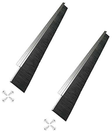 Door Brush Sweep 2 Pack - Retsun 2.5 W Bristles x 39.37 L Aluminum Bottom Seal Strip, Draft Dust & Insect Blocker for Exterior Roll-Up Garage Doors (6.56ft Total,2.5’’,2)