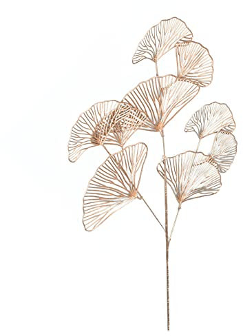 MISNODE Plantes artificielles dorées de 67 cm, 6 branches de ginkgo biloba, simulation à 3 fourchettes de pulvérisation pour feuilles d'abricot, fausses plantes, brindilles, tiges de remplissage de
