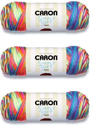 Caron Simply Soft Rainbow-färgade garn – 3-pack med 141 g – akryl – 4 medium (kamgarn – 235 meter – stickning/virkning