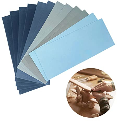 Hojas de Papel Abrasivo de Carburo de Silicio,Papel de Lija de Alta Precisión,Papel Abrasivo Uso en Seco y Húmedo,12 papel de lija de grano de 120 a 3000,Utilizado para pulir metal,Madera(9 x 3,6 in)