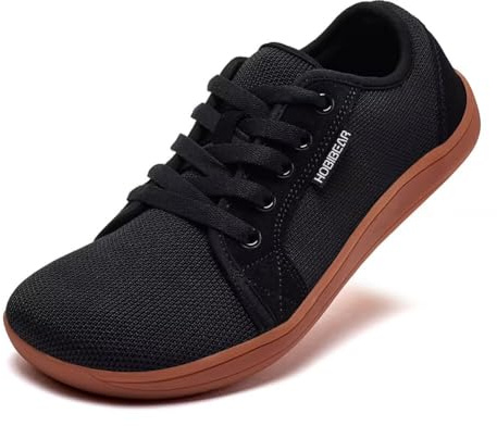 HOBIBEAR Unisex breda barfotaskor minimalistiska utomhus spår löpning promenadskor, SVART BRUN, 44 EU