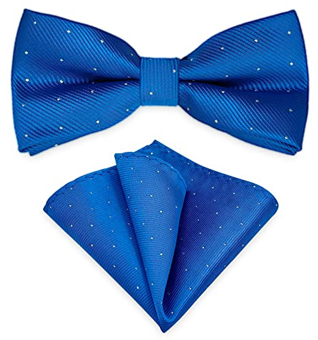 AUSUAYA Herrfluga och näsduksset, unisex design fluga och näsduk för business formell Tuxedo eller bröllop MB-T8, Kungsblå, Einheitsgröße
