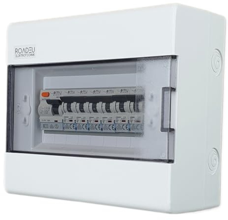 RoadEu - Coffret Electrique Etanche, Boîte à Disjoncteurs - Tableau Électrique Équipé d’un Interrupteur Différentiel type A/AC et de Disjoncteurs 2P Phase + Neutre, 4x 16A 2x 10A C.