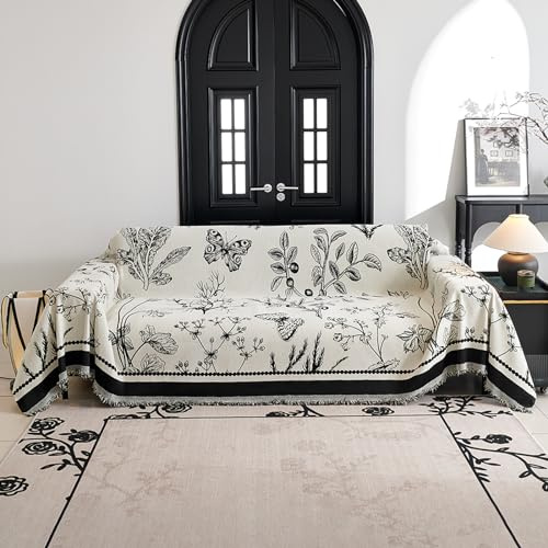 VanderHOME Multifonctionnel Plaid Couverture de canapé Grande Taille Décoratifs Jeté de lit ou Jeté de canapé, Plaid Canape Dangle, Protege Canape 180 * 150cm-Noir