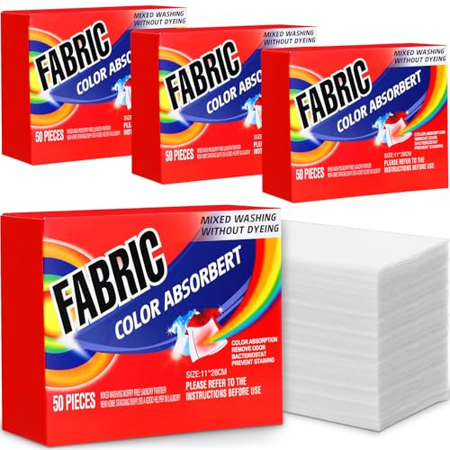 200 Pcs Color Absorber Laundry Sheets Color Dye Guard Sheets for Laundry Prevent Runs or Bleeds Fragrance Free Trapping for Home Apartment