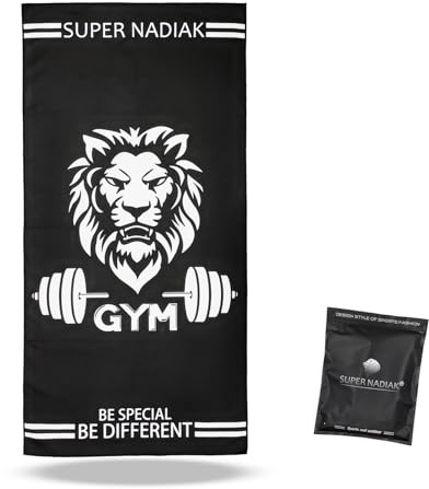 NADIK®Serviette de Sport en Microfibre - Serviettes de Sport pour Hommes - Lingette de Gym, Accessoires de Fitness (Noir/Blanc/Leo)