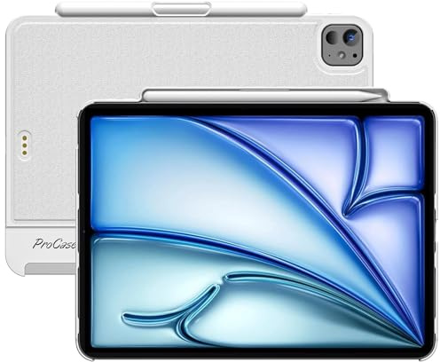 ProCase Magic Keyboard kompatible Hülle für iPad Air 11” 2024 M2, iPad Air 5th 2022/Air 4th 2020 10,9”, iPad Pro 11 4/3/2/1 Gen. magnetische Hülle mit Stifthalter [Tastatur Nicht enthalten] -Weiß