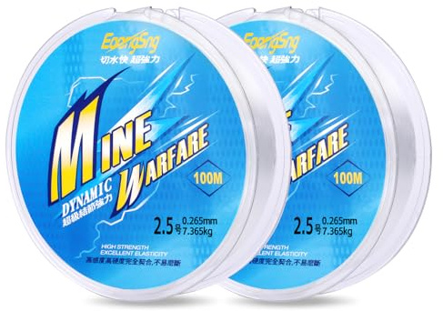 Flintronic 2 Pezzi Lenza da Pesca, 100 Metri Filo di Nylon per Pesca, 0.26mm Di Diametro Filo Da Pesca Trasparente Monofilamento, Forte Tensione, per Nella Pesca e Nell'Artigianato