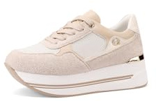 QUEEN HELENA Zapatillas de deporte con plataforma con cuña Casual Mujer X32-20, beige, 39 EU