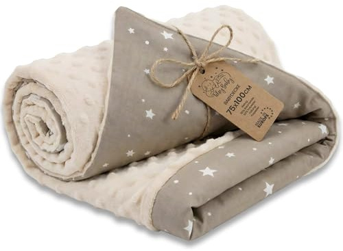 Couverture bebe naissance tissu peluche toutes saisons 75x100 cm - cosy plaid enfant de landau et lits bébé pour emmaillotage ou couvertures d'emmaillotage pour garçons et filles Coton Oeko-Tex