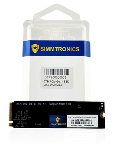 Simmtronics 2 TB PCIe 3.0 NVMe M.2 SSD | Bis zu 3500/3000 MB/s Lesen/Schreiben | DRAM-Cache für Geschwindigkeit und Effizienz | 3D TLC NAND | kompatibel mit Desktops und Laptops