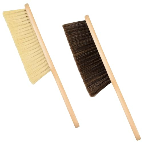Wooden Bench Brush with Soft Bristles – 2 Pack Wide Table & Counter Dusting Brush for Cleaning Crumbs, Lint, Clothing, Furniture, Kitchen Surfaces & Workbenche