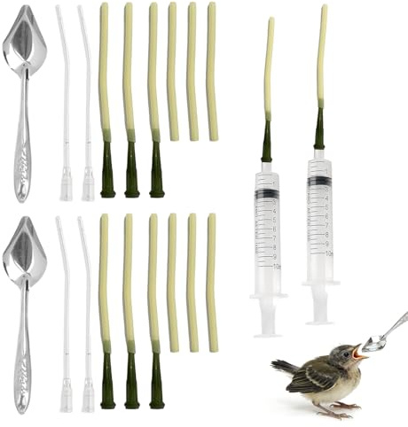 wlsvega 30 Piezas Jeringas 5ml - Jeringa con Tubo - Jeringas con Aguja - Apto para alimentación de Loros, Palomas, Conejos, roedores y pájaros de Todos los tamaños u Otras Aves y Mascotas