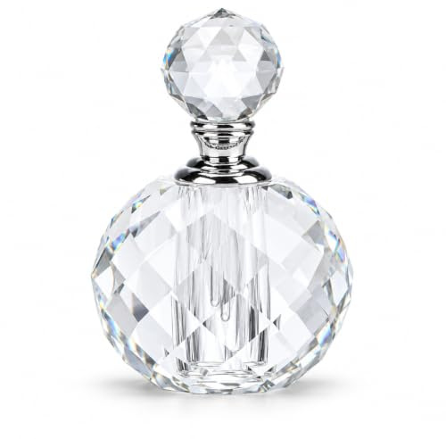 Clear Crystal Vintage Perfume Bottle Refillable Empty Glass 10ml | Handmade crystal glass bottle, refillable and empty. Ideal for perfume, essential oils, or travel. Great gift.