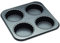 MasterClass 4 Hole Loose Bottomed Tart Tin with PFOA Non Stick, Robust 1 mm Thick Carbon Steel, 26 x 26 cm Pan with 10 cm Mini Tartlet Moulds