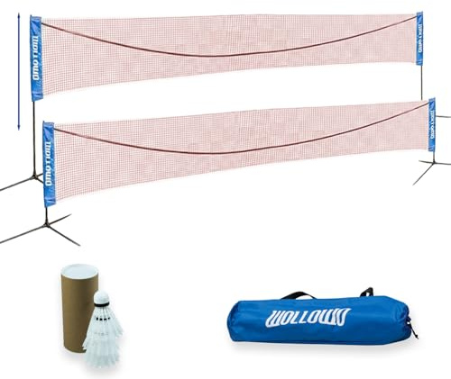 Wollowo 6m Foldable Portable Badminton Volleyball Net Frame Stand, FREE Shuttlecocks and Carry Bag