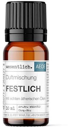 wesentlich. Duftöl festlich | weihnachtlich, feierlich und wärmend | mit echtem ätherischen Öl | Glasflasche (10ml)