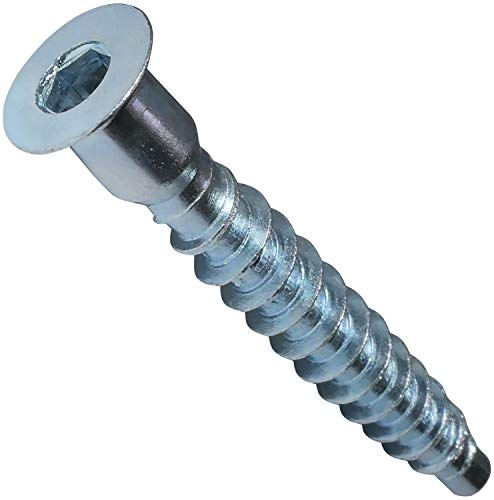AERZETIX - Lot de 50 Vis Euro pour Meubles - Assemblage de Bois - Ø7x50mm - à Tête Fraisée Confirmat - 6 Pans Allen - en Acier Zingué