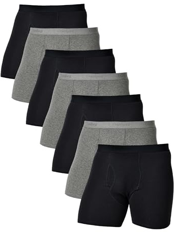 Comfneat Men's 7-Pack Stretchy Boxer Shorts, Black/Dark Grey Melange, XXL