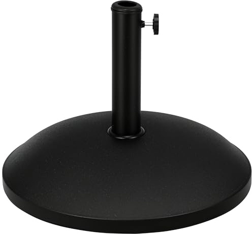 Outsunny Base Ombrellone in Cemento per Ombrelloni con Palo di Ø35mm, Ø38mm, Ø48mm, per Giardino, Terrazzo e Balcone, Nero Ø49x37 cm