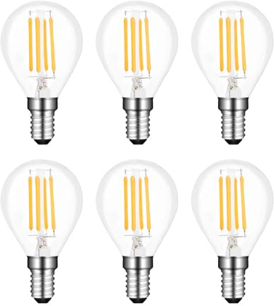 Akynite Bombilla Globo E14 LED Luz Fría 6000K, 400LM, CA 220-240V, G45 E14 4W LED Pequeña Equivalente 40W, Bombillas Filamento Mini Globo LED Casquillo Fino, pack de 6