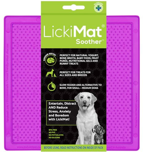 LICKIMAT Soother - Esterilla para Fugas para Perros en 2 tamaños, Color: Lila, tamaño: pequeño - 20 x 20 cm