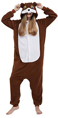 DarkCom Unisexe Adulte Cosplay Écureuil Animal Onesie Kigurumi Costume One Piece Pyjamas Vêtements de Nuit Combinaison L