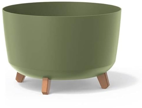 Gardening Naturally Indoor Plant Pot Zinnia Stylish and Durable Planter for Houseplants (Round Pot 40cm Diameter - Green)