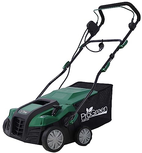2 in 1 Walk Behind Scarifier, Garden Scarifier, 16INCH Dethatcher Corded Electric Scarifier, 15 Amp Electric Lawn Dethatcher, Removable Collection Bag Extra Large 58QT