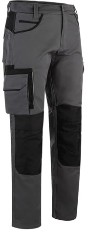 WrightFits Olympian Pro Pantalon de travail pour homme - Pantalon cargo pour homme - Pantalon de travail avec poches genouillères - Pantalon combat en noir et gris (76,2 à 106,7 cm), gris, 30W x 29L