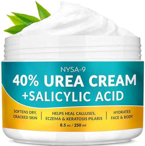 Ultra-Hydrating 40% Urea Foot Cream 250 ml/8.5oz Plus 0.5% Salicylic Acid for Dry, Cracked Feet, Heels & Hands, Intensive Moisturizer & Skin Barrier Repair for Calluses & Psoriasis by Nysa-9