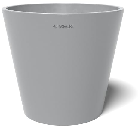 POTS&MORE VP012002 Conico 20 Pot de Fleurs, diamètre : 20 cm, Forme Ronde, Couleur : Gris Clair, Hauteur : 18 cm, Cache-Pot en Plastique, pour Plantes d'intérieur