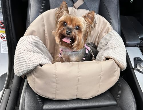 Izabell Hundetasche 3 in 1, Hundetragetasche, Welpentasche, Haustiertransporttasche, Transporttasche für kleine und mittelgroße Hunde, Welpen, Katzen bis 7 kg (Beige, M)