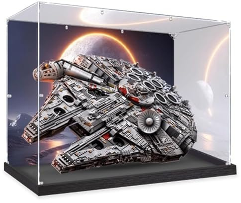 Vitrina acrílica para Lego 75192 modelo Millennium Falcon, caja de exhibición a prueba de polvo, caja de exhibición de bloques de construcción para 75192 (solo vitrina) (fondo)