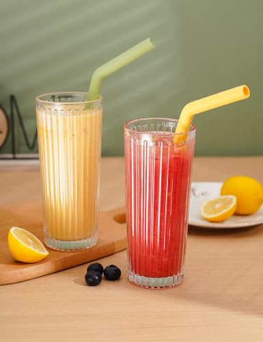 NiHome Lot de 2 verres Highball de 532 ml avec pailles en silicone