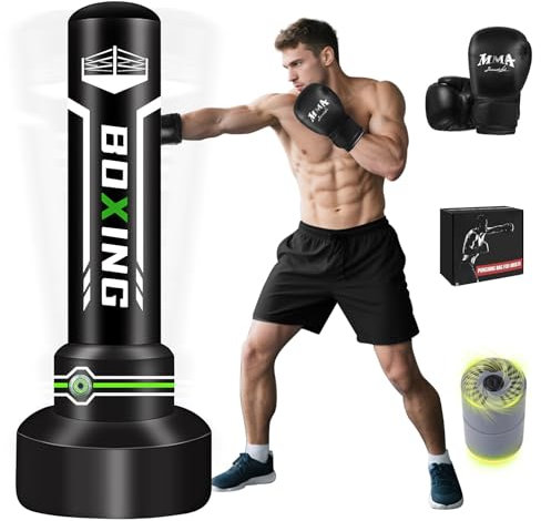 Upgrated Standing Punching Bag for Adults, Boxing Bag with Automatic Built in Air Pump and 12OZ Gloves, 69'' Kicking Bag Boxing Equipment Heavy Bag for Training MMA Muay Thai Fitness