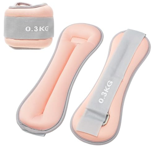 CEWROM Lot de 2 Manchettes Lestées pour Mains et Pieds – Réglables, pour Débutants et Enfants – Exercices de Danse, Poignets et Chevilles – Rose 0,3 kg